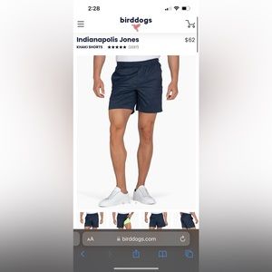NWT Birddogs Shorts Indianapolis Jones Sz L, 7” length in Navy Blue